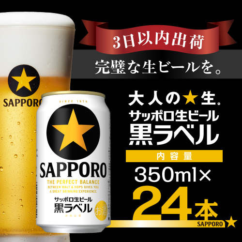 【最短翌日出荷】 ビール 黒ラベル サッポロ サッポロビール 350ml 24本 酒 お酒 1ケース 1箱 おすすめ 人気 ギフト 贈答 24 ケース  138451 - 千葉県船橋市