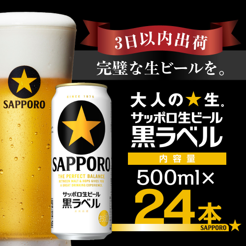 【最短翌日出荷】 ビール 黒ラベル サッポロ サッポロビール 500ml 24本 酒 お酒 1ケース 1箱 おすすめ 人気 ギフト 贈答 24 ケース  138452 - 千葉県船橋市
