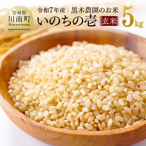 【令和7年産】 黒木農園のお米 「いのちの壱(玄米)」 5kg 【 米 お米 玄米 国産 宮崎県産 いのちのいち おにぎり 】 1389168 - 宮崎県川南町