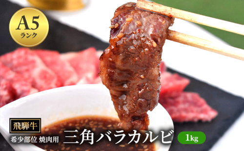 飛騨牛 三角バラカルビ 焼肉 1kg A5 希少部位 和牛 牛肉 お肉 カルビ 焼肉用 【岐阜県瑞穂市】 1389964 - 岐阜県瑞穂市