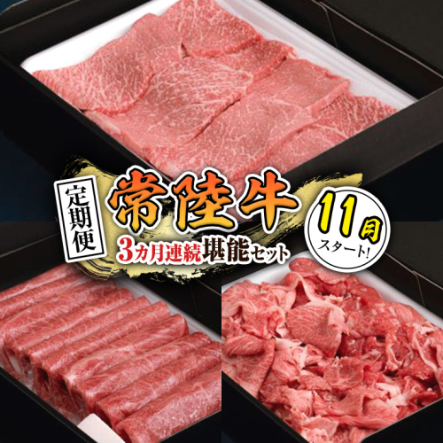 【 定期便 】【 令和7年11月スタート 】【 全3回 】『 常陸牛 』人気3か月堪能セット（ 3か月連続でお届け ） お肉 肉 牛肉 赤身 切り落とし 黒毛和牛 和牛 国産黒毛和牛 国産牛 [BX28-NT] 139293 - 茨城県つくばみらい市