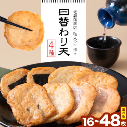 さつま揚げ 天ぷら 詰合せ 日替わり天 4種 選べる 16～48枚 徳永蒲鉾店 《30日以内に出荷予定(土日祝除く)》 蒲鉾 さつま揚げ 揚げ物 練り物 おつまみ 野菜 ビール に合う ギフト お土産 国産 魚介 薩摩揚げ おかず 弁当 惣菜 おでん 鍋 かまぼこ 小分け
 1398535 - 熊本県長洲町