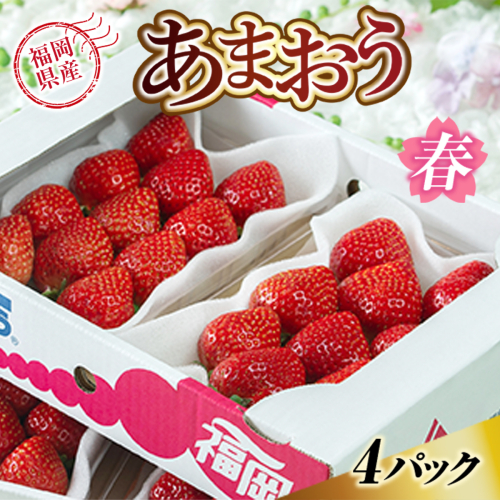 【期間限定発送】 いちご あまおう 福岡産あまおう 春 4パック [南国フルーツ 福岡県 宇美町 um40azo970002] イチゴ 苺 フルーツ 果実 甘い 小分け 140009 - 福岡県宇美町
