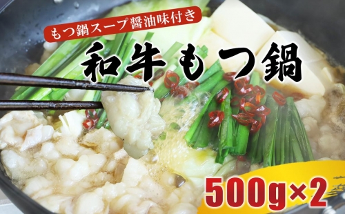 和牛もつ鍋ミックスホルモン  500g×2、もつ鍋スープ醤油味7倍濃縮 30g×8| 熊本県 熊本 くまもと 和水町 なごみまち なごみ 牛肉 肉 国産 もつ鍋 ホルモン もつ モツ スープ ミックス 140211 - 熊本県和水町