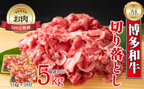 【お肉定期便】博多和牛切り落とし5回定期便（1kg×5回）計5kg[G0096T5] 1415106 - 福岡県福津市