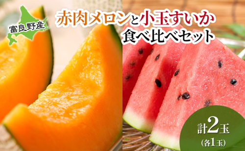 2025年先行受付 メロン スイカ 富良野の旨さ 赤肉メロン と 小玉すいか セット 各1玉 北海道 ふらの めろん すいか 西瓜 甘い ジューシー 1417776 - 北海道富良野市
