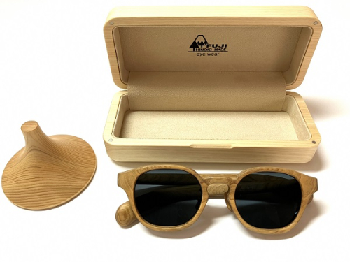 1100-91-01 「FUJI HINOKI MADE eyewear」 ウエリントンモデル サングラス一式 (ケース・スタンド付き) 1431882 - 静岡県富士宮市