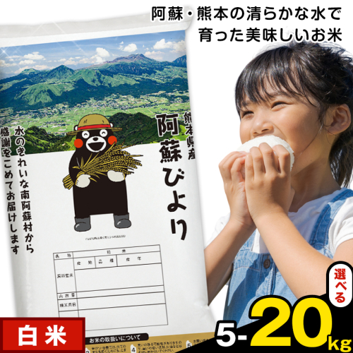白米 選べる 阿蘇びより 5kg 10kg 15kg 20kg《7-14日以内に出荷予定(土日祝除く)》 訳あり 米 コメ こめ 熊本県産 米 ふるさと納税 わけあり お米 おこめ 熊本 1432010 - 熊本県南阿蘇村
