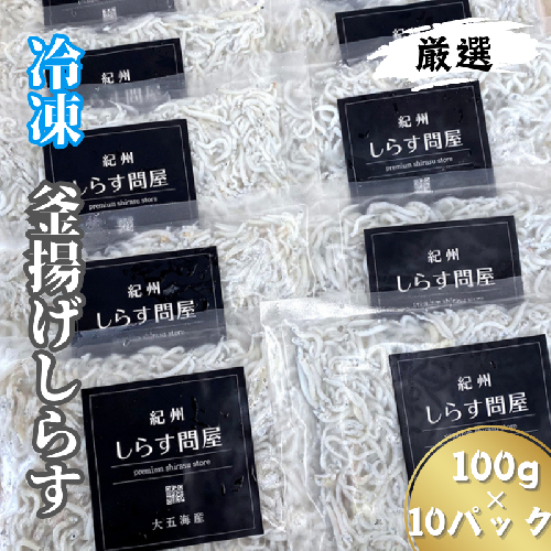 冷凍釜揚げしらす1kg(100g×10パック) / シラス 厳選 小分け 冷凍便 大容量 お米のおとも【dig003】 1437992 - 和歌山県新宮市