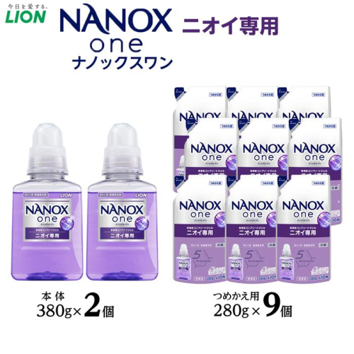 ライオン「NANOX one」ニオイ専用本体・替セット（380g×2本＋280g×9袋） 1449370 - 大阪府堺市