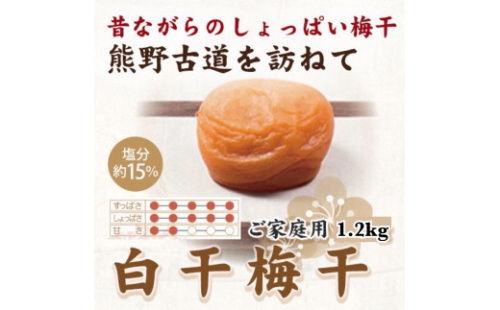 紀州南高梅 白干梅干し 1.2kg ご家庭用 【US18】 1472690 - 和歌山県那智勝浦町