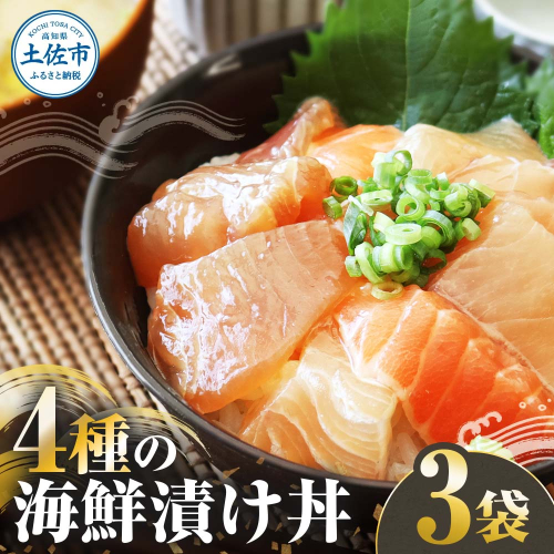 4種の海鮮漬け丼 3袋セット 110ｇ 110グラム 漬け丼 お茶漬け 醤油 真鯛 タイ かんぱち カンパチ キハダマグロ マグロ サーモン おつまみ 惣菜 魚 魚介類 海鮮 新鮮 高鮮度 1498335 - 高知県土佐市