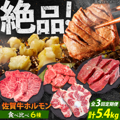 【全3回定期便】佐賀牛6種食べ比べ！ ホルモンバラエティセット 5.4kg 4-5人前 タン・小腸など 吉野ヶ里町/やきとり紋次郎 [FCJ104] 1498618 - 佐賀県吉野ヶ里町