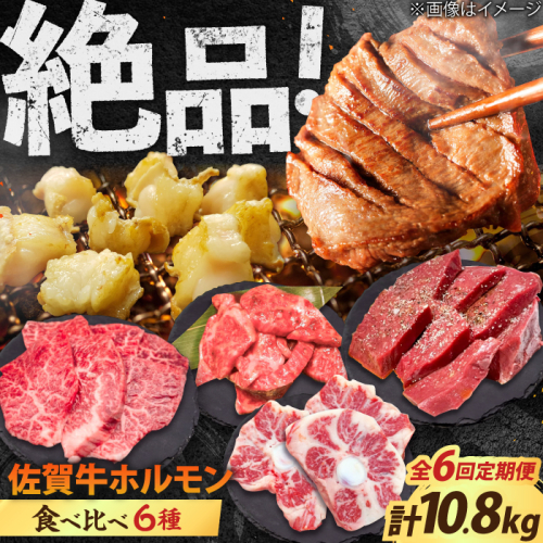 【全6回定期便】佐賀牛6種食べ比べ！ ホルモンバラエティセット 10.8kg 4-5人前  タン・小腸など 吉野ヶ里町/やきとり紋次郎 [FCJ105] 1498619 - 佐賀県吉野ヶ里町