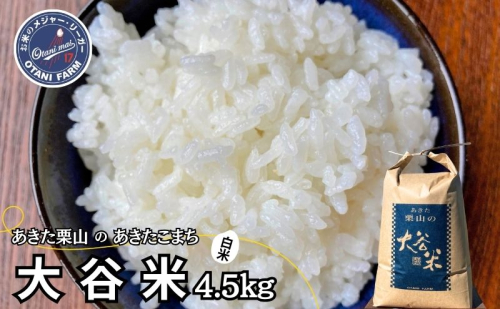米 あきたこまち 4.5kg 令和7年産 あきた栗山 大谷米 白米 精米 こめ お米 おこめ 令和7年 単一原料米 ごはん 秋田こまち 秋田 秋田県 能代市 1501128 - 秋田県能代市