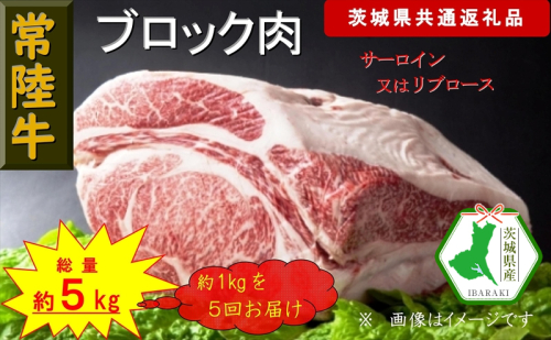【5か月定期便】【常陸牛】ブロック肉 約1kg【定期便】計5回 総量約5kg（茨城県共通返礼品）【常陸牛　茨城県産　日立市】 1537813 - 茨城県日立市