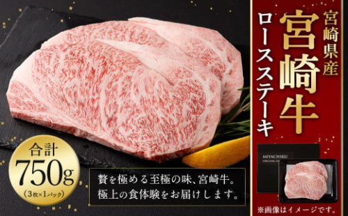＜宮崎牛 ロースステーキ 3枚 750g＞翌月末迄に順次出荷 宮崎牛 ロース ステーキ 牛肉 国産 和牛 新生活応援 卒業祝い 就職祝い 入学 卒業 お花見 引越し 1540627 - 宮崎県高鍋町