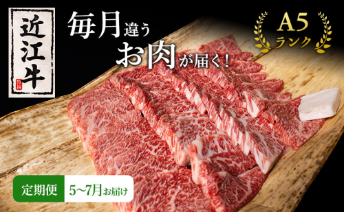 【肉の千石屋】【定期便:5～7月お届け】3ヶ月連続お届け近江牛 A5ランク 毎月違うお肉が届く！お肉の定期便 ブランド牛 肉 お肉 牛 和牛 冷蔵 1548151 - 滋賀県豊郷町