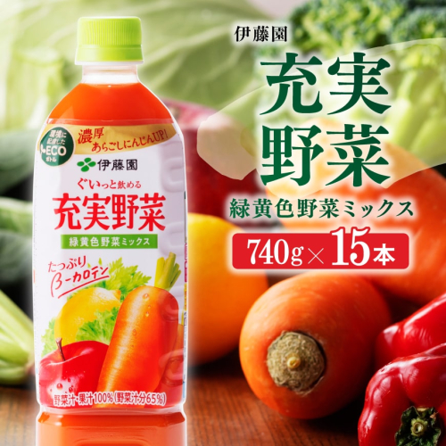 伊藤園 充実野菜 緑黄色野菜ミックス 740g×15本 ペットボトル 【 飲料類 ソフトドリンク 野菜ジュース 】 宮崎県川南町 155402 - 宮崎県川南町