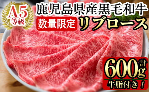 C-080 ＜数量限定！＞鹿児島県産黒毛和牛リブロース肉600g(A-5等級)【九面屋】 155865 - 鹿児島県霧島市