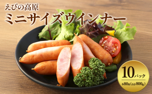 えびの高原 ミニサイズ ウインナー 80g×10パック 合計 800g 豚肉 牛肉 人気 おかず お弁当 おつまみ 総菜 冷蔵 加工品 焼肉 ギフト 九州 宮崎県 えびの市 送料無料
 1588056 - 宮崎県えびの市