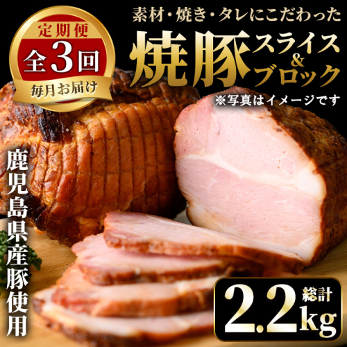 No.1206 ＜定期便・全3回＞鹿児島県産焼豚！(総計2.2kg・100g×6P/300g×2P/500g×2P)タレ付き！ 焼豚 定期便 お中元 お歳暮 ギフト 贈答 詰め合わせ 豚肉 タレ 国産 定期便 頒布会 【薩摩ファームブロスト】 1589452 - 鹿児島県日置市