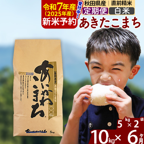 ※令和7年産 新米予約※《定期便6ヶ月》秋田県産 あきたこまち 10kg【白米】(5kg小分け袋) 2025年産 お届け周期調整可能 隔月に調整OK お米 藤岡農産 160730 - 秋田県北秋田市