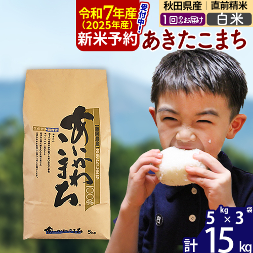 ※令和7年産 新米予約※秋田県産 あきたこまち 15kg【白米】(5kg小分け袋)【1回のみお届け】2025産 お米 藤岡農産 160743 - 秋田県北秋田市