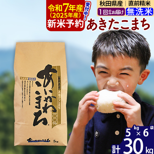 ※令和7年産 新米予約※秋田県産 あきたこまち 30kg【無洗米】(5kg小分け袋)【1回のみお届け】2025産 お米 藤岡農産 161130 - 秋田県北秋田市