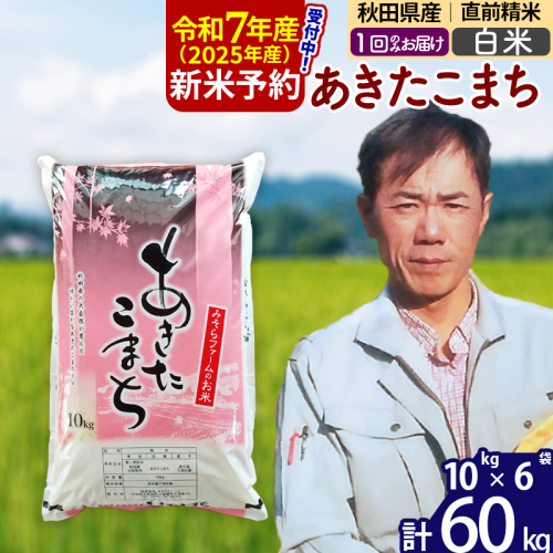 ※令和7年産 新米予約※秋田県産 あきたこまち 60kg【白米】(10kg袋)【1回のみお届け】2025年産 お米 みそらファーム 161252 - 秋田県北秋田市