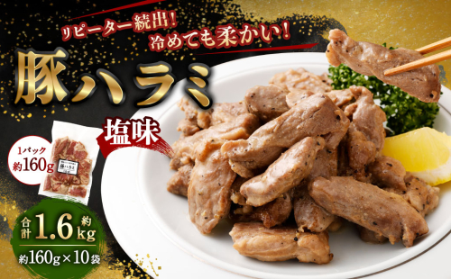 豚ハラミ塩味 1.6kg（160g×10袋） ｜ 豚 ブタ ハラミ 塩味 おかず おつまみ お肉 冷凍 静岡県 菊川市 1687457 - 静岡県菊川市