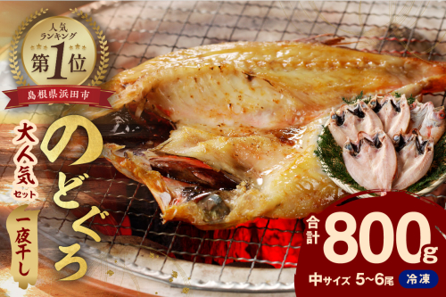 【大人気！産地直送 肉厚ジューシーな のどぐろ！】 のどぐろ専門店シーライフ のどぐろ一夜干し5～6枚で計800g「大人気セット」 干物 一夜干し 手頃 小分け 個包装 贈答 ギフト プレゼント 【005_0108】 172451 - 島根県浜田市
