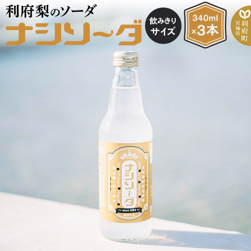 【利府梨のソーダ】ナシソーダ(飲みきりサイズ)340ml×3本セット 1726316 - 宮城県利府町