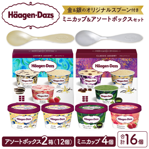 【金と銀のスプーン同梱】ハーゲンダッツアイスクリーム　アソート＆ミニカップ　バラエティセット アイス スイーツ デザート_H0026-025 173232 - 北海道浜中町