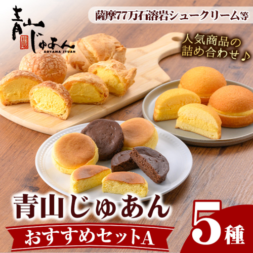 No.1207 青山じゅあんおすすめセットA(5種・合計17個入) 鹿児島 日置市 特産品 お菓子 洋菓子 菓子 おかし スイーツ おやつ カスタード クリーム 冷凍 冷凍配送 ギフト 【青山じゅあん】 1761031 - 鹿児島県日置市