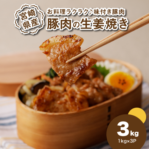 簡単調理 宮崎県産豚肉の生姜焼き 1kg×3 K16_0153 1778827 - 宮崎県木城町