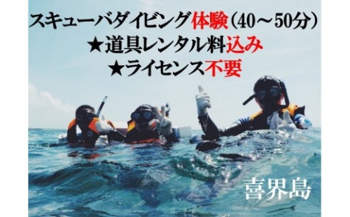 喜界島で スキューバダイビング体験（40～50分）★道具レンタル料込み★ライセンス不要★ 183148 - 鹿児島県喜界町