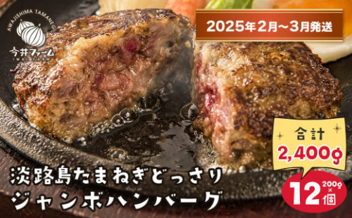 淡路島たまねぎどっさりジャンボハンバーグ 200g×12個【2025年11月～12月発送】 1833277 - 兵庫県淡路市