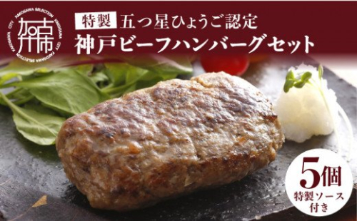 五つ星ひょうご認定特製神戸ビーフハンバーグセット(100g×5個入り)【2401I00601】 190127 - 兵庫県加古川市