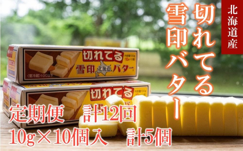 【12か月 定期便】切れてる 雪印 北海道 バター（10g×10個入）×5個 1910714 - 北海道標茶町