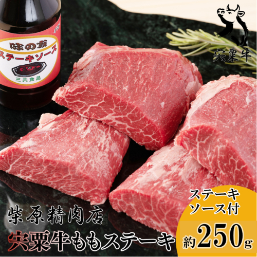 F1　宍粟牛ももステーキ（250ｇ）とステーキソースのセット　　宍粟牛 は 但馬牛 の 血統を受け継いだ 黒毛和牛 ステーキ もも 焼肉 生肉 精肉 ブランド牛 国産牛 贈り物 セット 1925014 - 兵庫県宍粟市