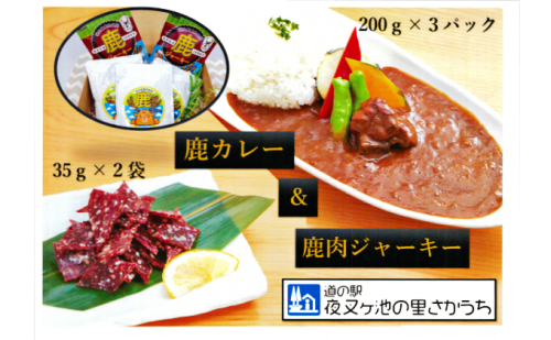 【高たんぱく】【低脂肪】国産ジビエ　鹿肉ジャーキー＆鹿カレーセット 肉の加工品 鉄分 たんぱく質 低脂質 小分け  192822 - 岐阜県揖斐川町