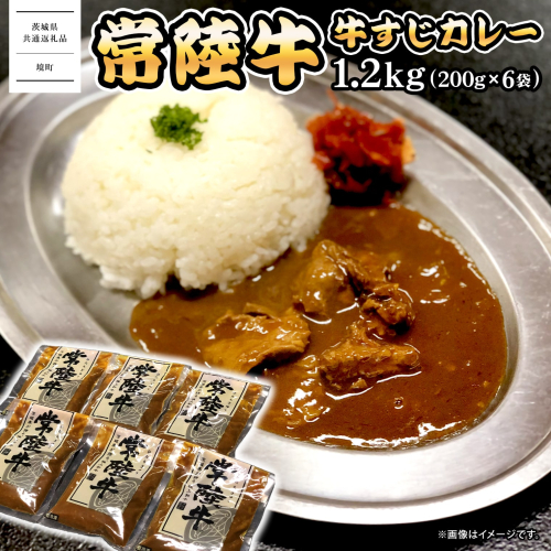K2541 常陸牛すじカレー 1.2kg(200g×6袋) ＜茨城県共通返礼品＞【常陸牛 牛 牛すじ カレー スパイス レトルト 本格 贅沢 牛肉 カレーライス】 1974176 - 茨城県境町