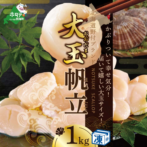 ホタテ の中の ほたて 野付の 帆立 を知り尽くす 野付漁協自ら加工だから 旨さ 訳あり ホタテ  送料無料 「野付産 冷凍 ホタテ 1kg 大玉 」（ほたて ホタテ 帆立 貝柱 ホタテ貝柱 大玉 大粒 北海道 別海 野付 ふるさと納税 お届け） 197514 - 北海道別海町