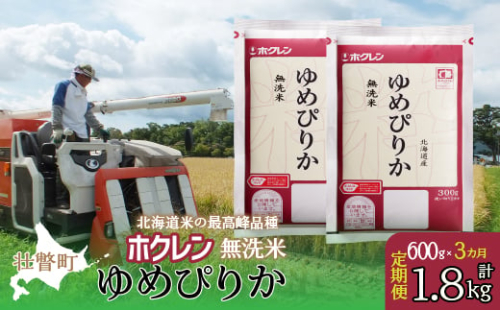 【令和6年産米】【3ヶ月定期配送】（無洗米600g）ホクレンゆめぴりか 【 ふるさと納税 人気 おすすめ ランキング 北海道産 米 こめ 無洗米 白米 コメ ご飯 ごはん ゆめぴりか 600g 定期便 北海道 壮瞥町 送料無料 】 SBTD153 1980099 - 北海道壮瞥町