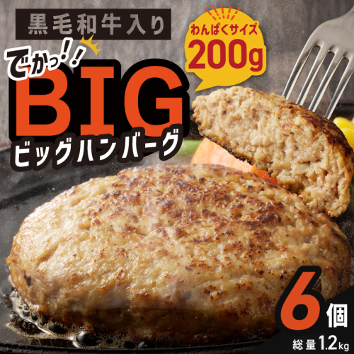黒毛和牛入り BIGハンバーグ 200g×6個 G1727 1980122 - 大阪府泉佐野市