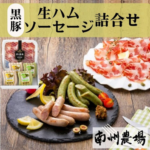 南州農場 黒豚生ハム・ソーセージ詰合せ<あらびきウィンナー(ほうれん草 100g×2 / ジンジャー 100g×2)・コッパ40g×1> 1982073 - 鹿児島県肝付町
