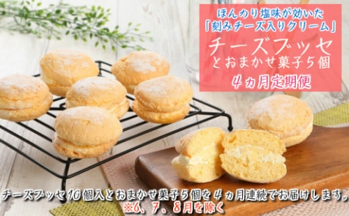 【定期便4カ月】こだわりの窯焼き「チーズブッセ」10個入とおまかせ菓子5個×4ヵ月連続お届け 1982153 - 岩手県久慈市