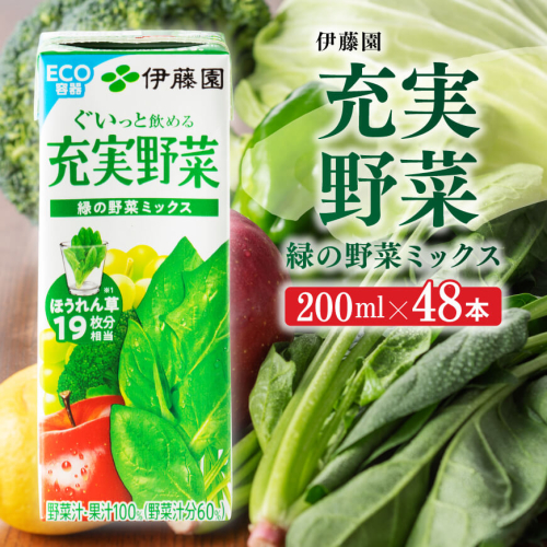 伊藤園 充実野菜 緑の野菜ミックス（紙パック）200ml×48本 【伊藤園 飲料類 野菜ジュース 野菜 ジュース ミックスジュース 飲みもの】 198942 - 宮崎県川南町