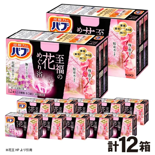 SC0570 花王バブ 至福の花めぐり浴 12錠入×12箱 1996846 - 山形県酒田市